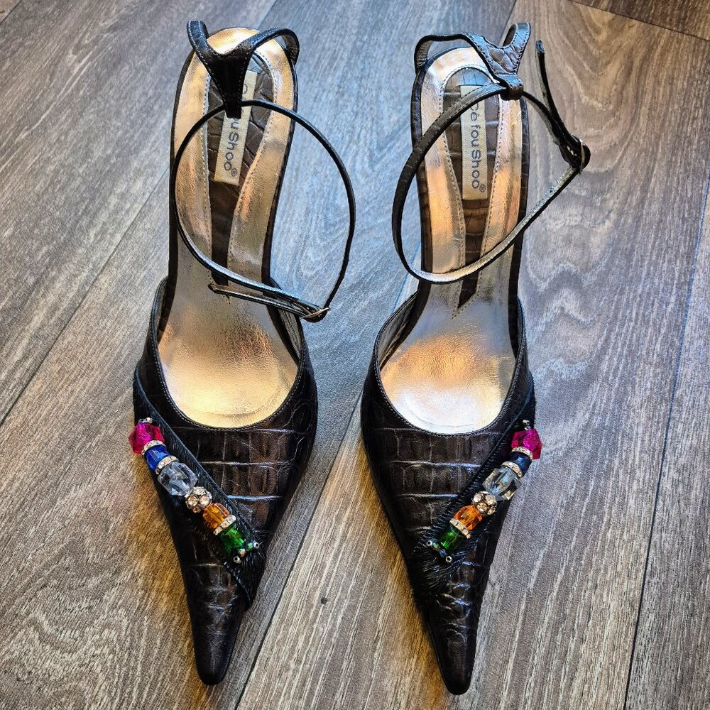 Ce fou Shoo Alligator Embellished Heels – Size 10 US (41 EU)